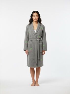 The Elder Statesman Cashmere Palm Embroidery Robe